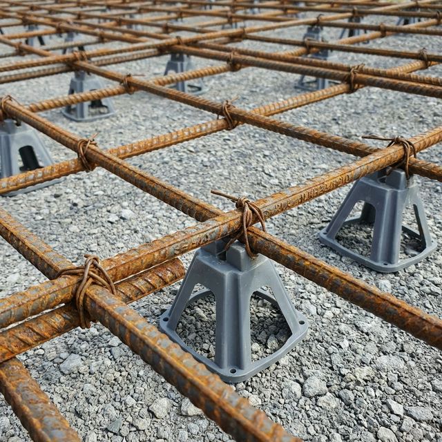 Rebar grid installed correctly on chairs