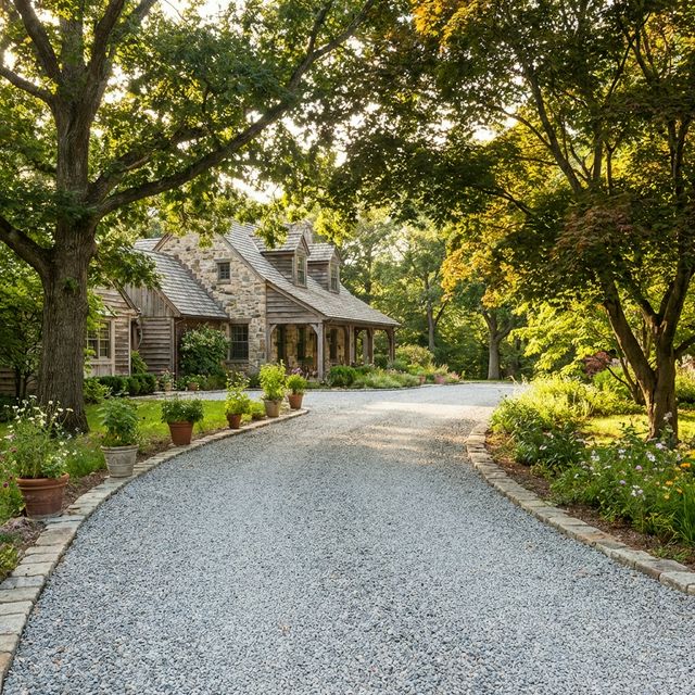Rustic gravel driveway