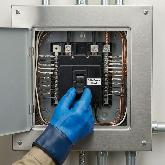 Electrical panel with driveway heat breaker