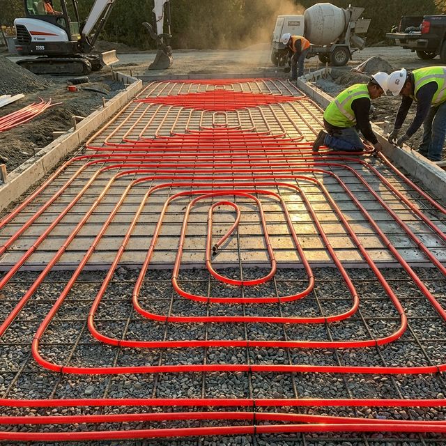 Hydronic PEX tubing installation