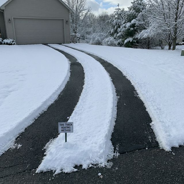Driveway with heated tire tracks only